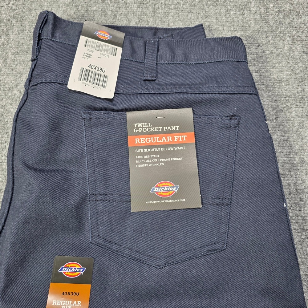 Dickies Twill 6 Pocket Regular Fit Mens Navy Blue‎ Work Pants Size 40x39 NWT